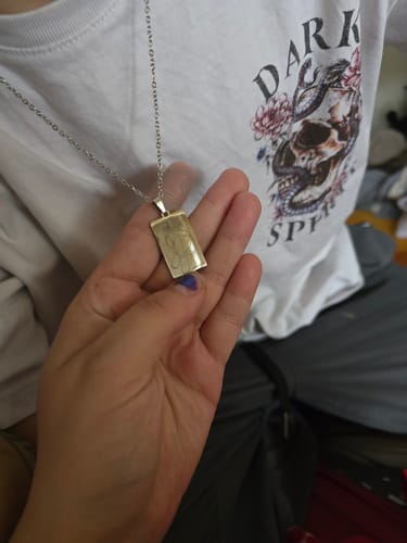 Customer photo review of Soulmate Custom Engraved Photo Tag Necklace