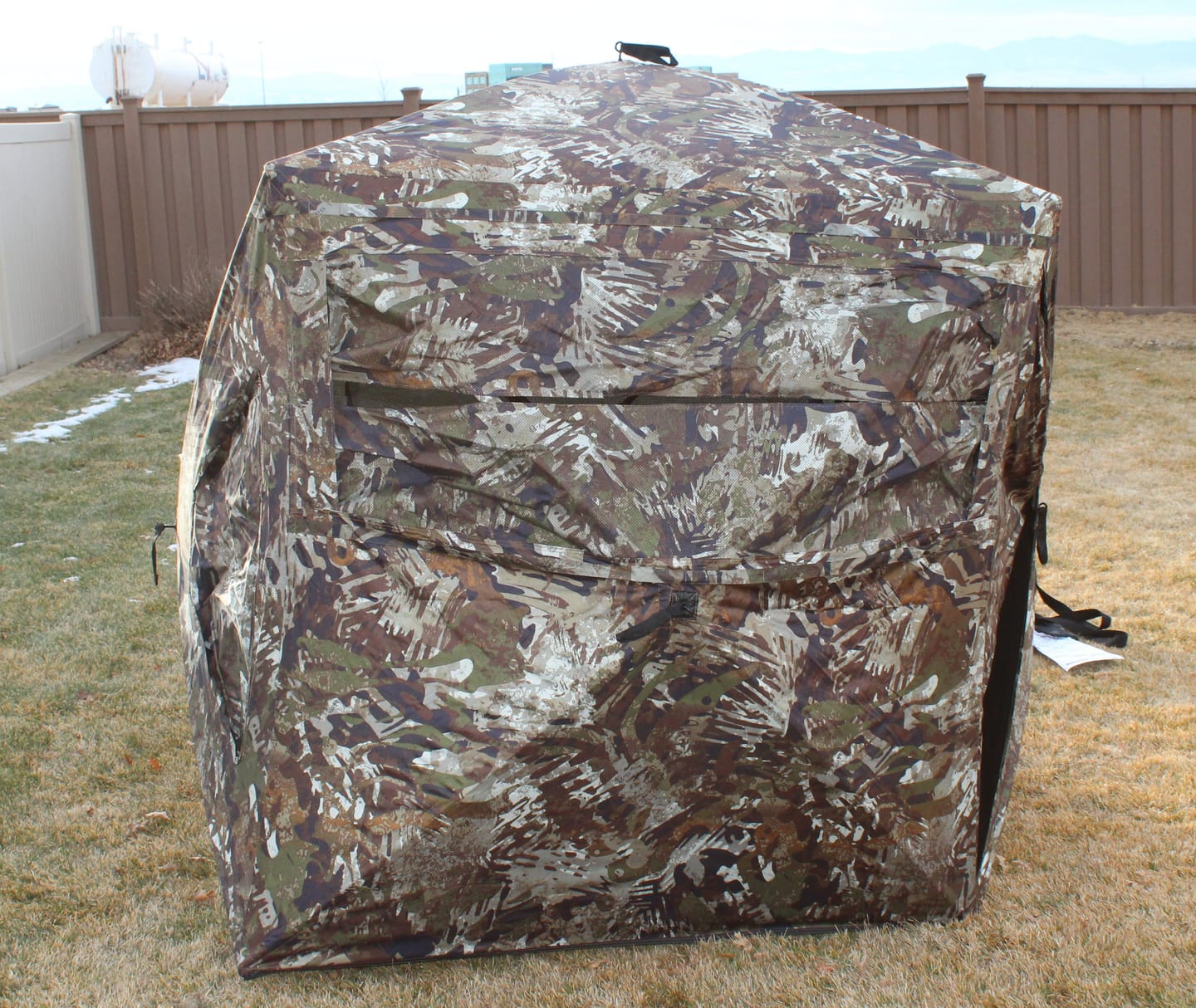 Customer photo review of VisST See-Through Pop-Up Ground Blinds with Silent Magnetic Door