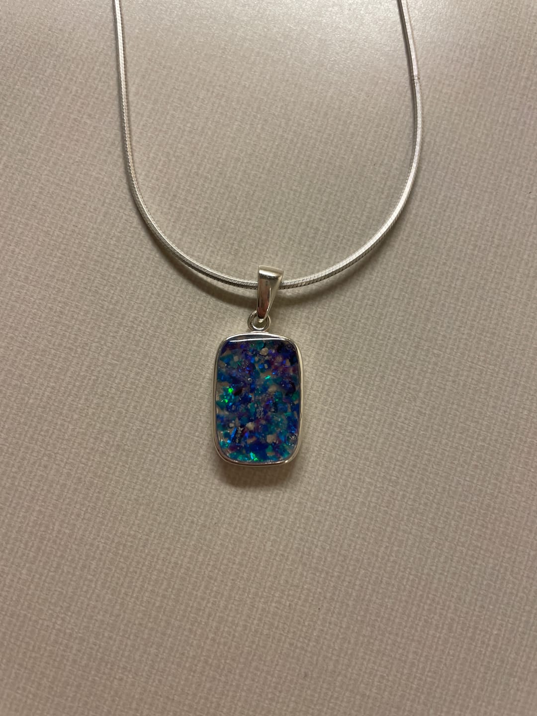 Customer photo review of Rectangle Pendant with Ash - Engravable
