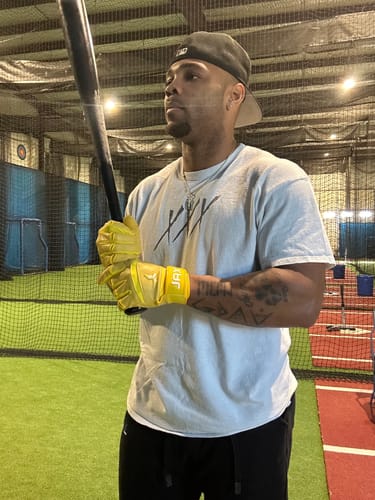 Customer photo review of Jax Batting Gloves | Standout Yellow | Pro Cuff