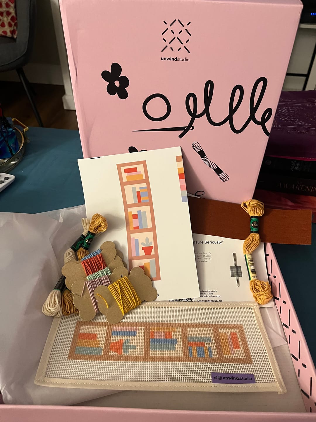 Customer photo review of Bookshelf Wealth Bookmark Needlepoint Kit