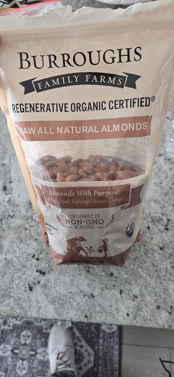 Customer photo review of Regenerative Organic All Natural Almonds | 3 Pound
