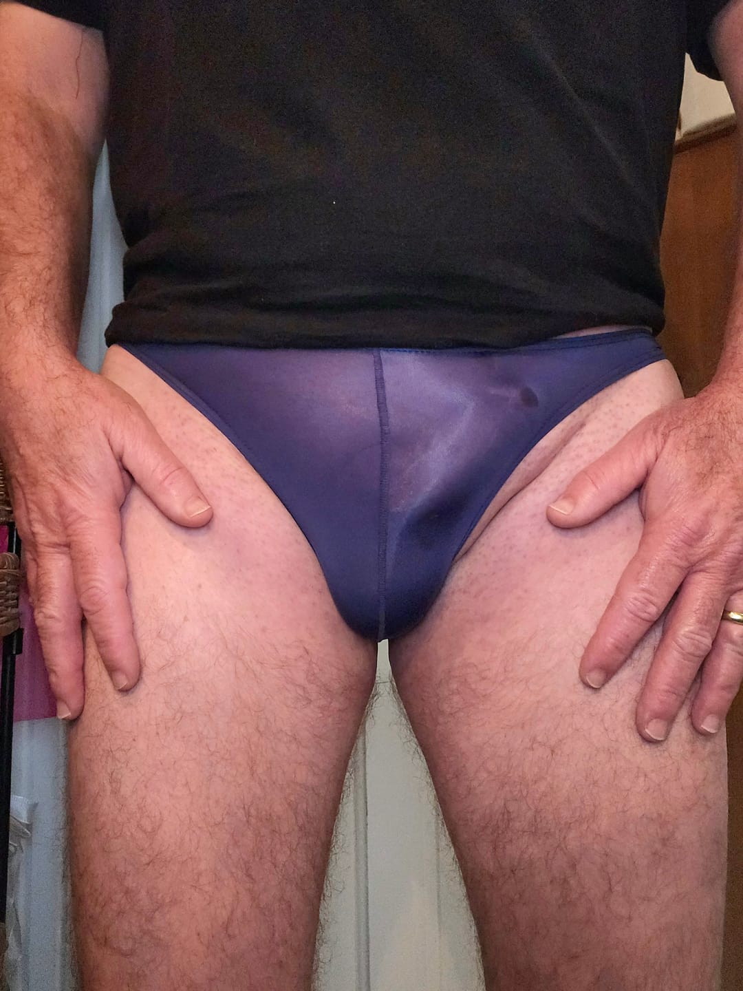 Customer photo review of 4 Pack Men's Sexy Pouch T-Back Thongs