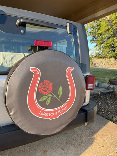 Customer photo review of Custom Spare Tire Cover for Jeep, RV, Bronco Camper, Trailer, & More
