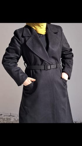 Customer photo review of Kuplu Kaplama Kemerli Siyah Kaban