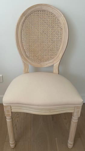 Customer photo review of RICHELIEU - Lot de 2 chaises en bois et cannage avec assise en tissu beige