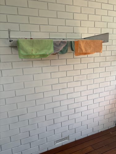 Customer photo review of Wall Mounted Drying Rack - Foldable Indoor and Outdoor Drying Rack