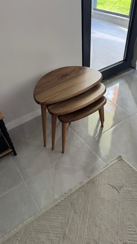 Customer photo review of 3'lü Zigon Sehpa Takımı - Ceviz Ağacı (Ercol Stil)
