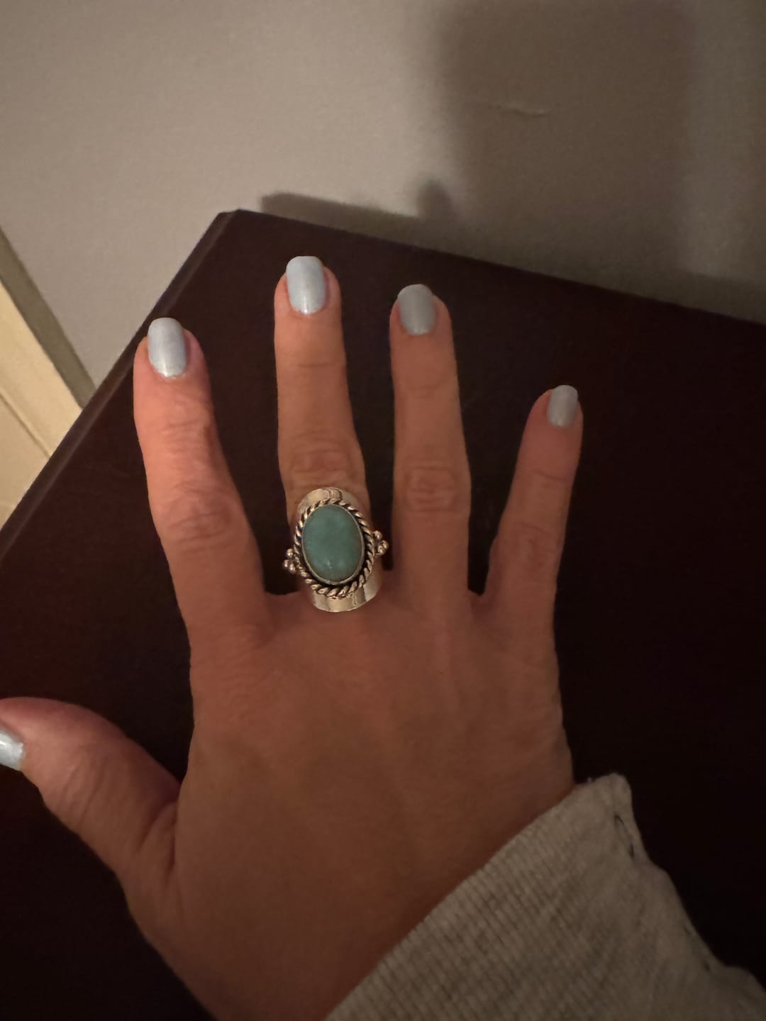 Customer photo review of Larimar Sterling Silver Boho Ring for Women