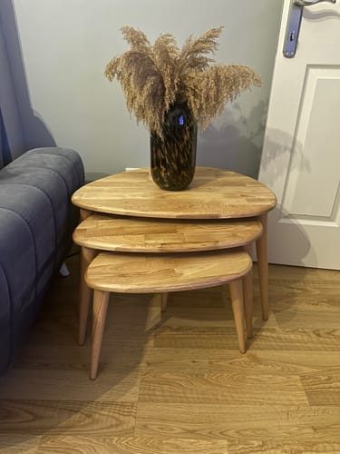 Customer photo review of Zigon Sehpa 3'lü Set - Masif Ahşap Meşe Ağacı (Ercol Stil)