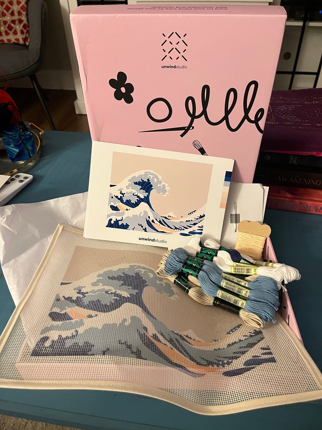 Customer photo review of The Great Wave Needlepoint Kit