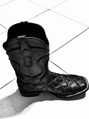 Customer photo review of Matte Black Pirarucu Leather Boots - Square Toe