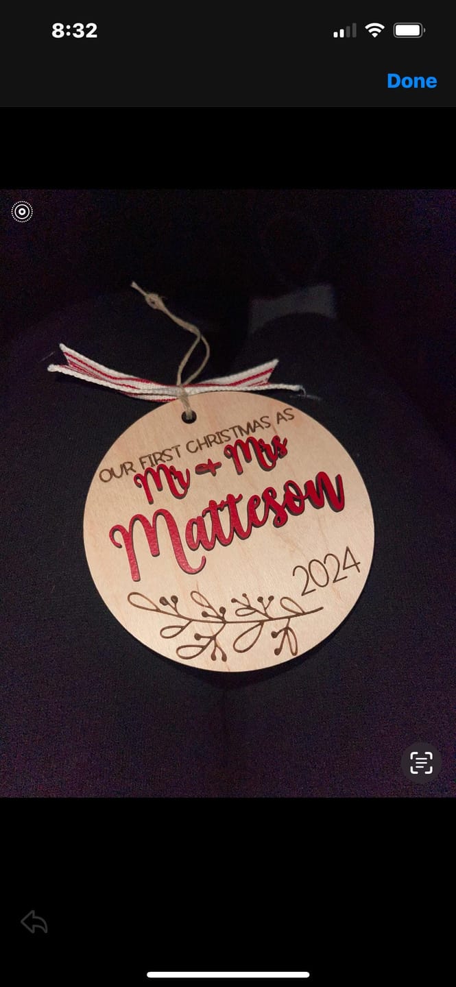 Customer photo review of Our First Christmas Married Ornament 2025