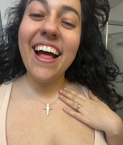 Customer photo review of Pearl Cross Necklace