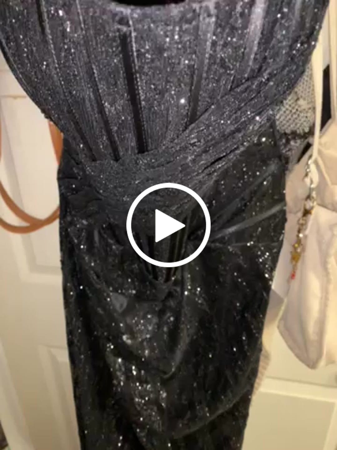 Customer video review of CINDERELLA DIVINE J872 Fitted Strapless Glitter Gown with Slit