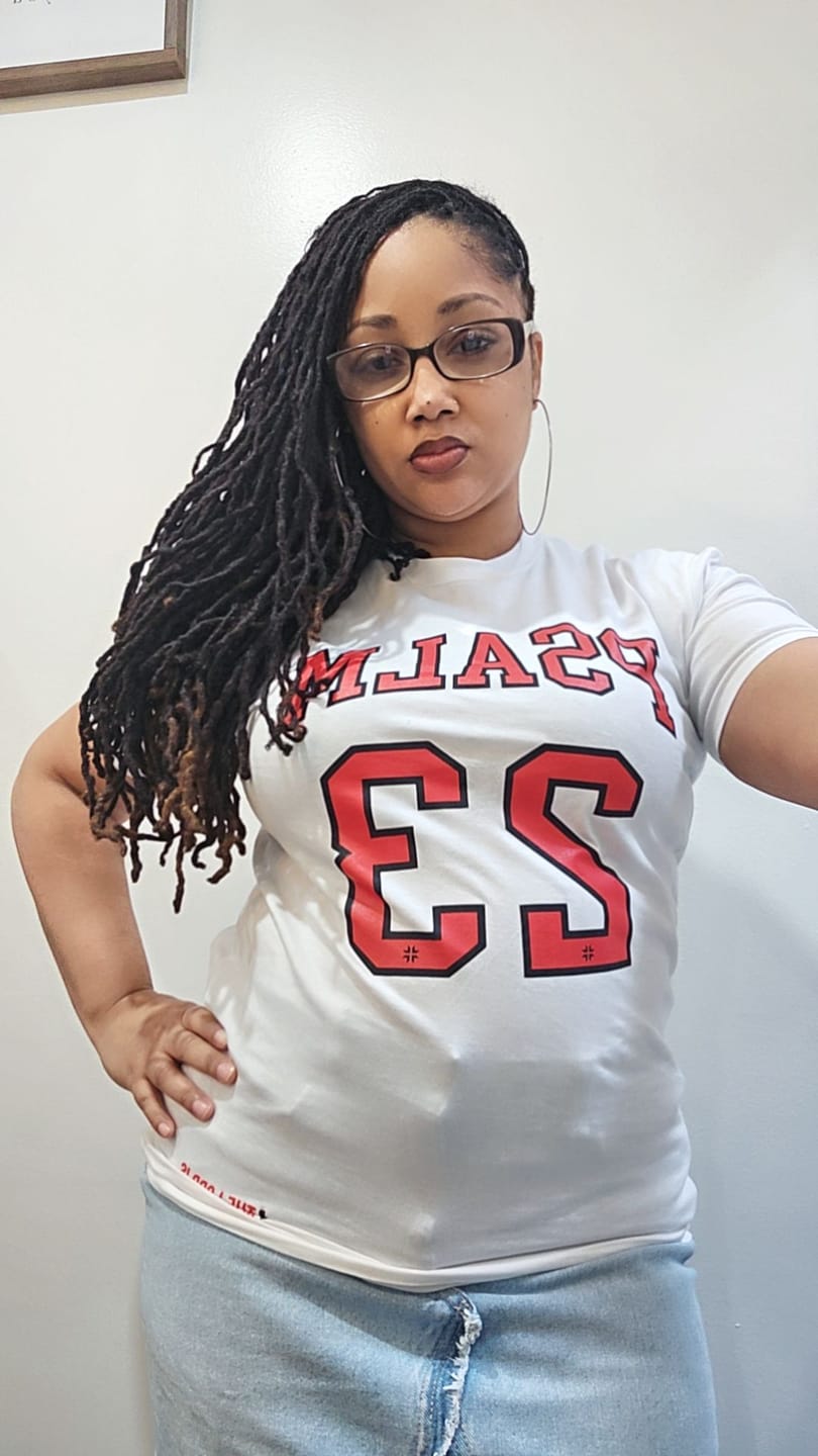 Customer photo review of PSALM 23 T-Shirt
