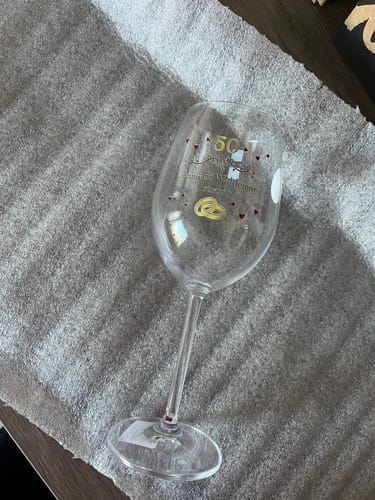 Kundenbewertung mit Foto zu Leonardo Weingläser zur Goldenen Hochzeit mit Namen & Datum im Set