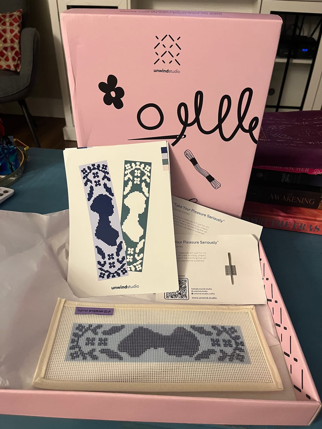 Customer photo review of Jane Austen Bookmark Needlepoint Kit