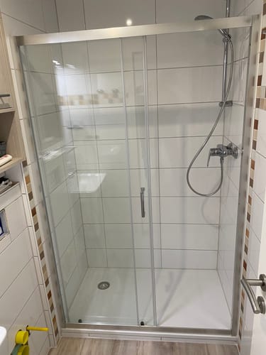 Customer photo review of SONNI Dusche Nischentür Schiebetür mit Rahmen ESG Glastür 100-120cm Höhe 185cm