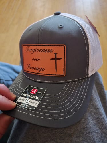 Customer photo review of Premium Custom Leather Patch Hats (Wholesale)