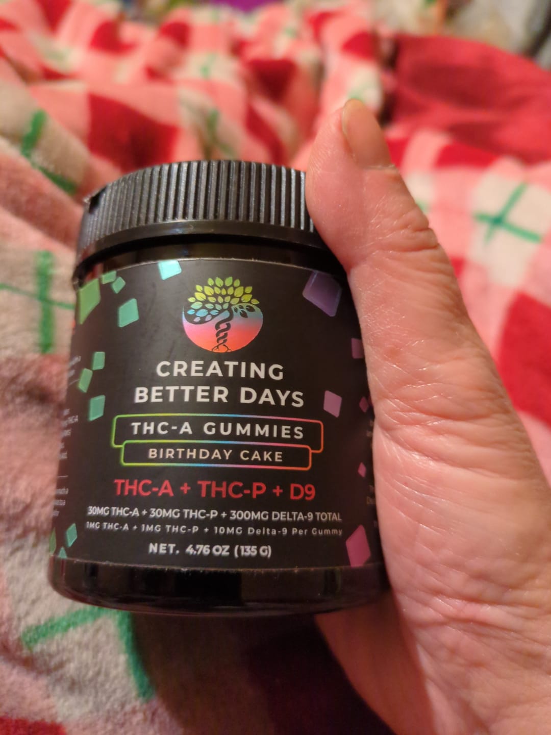 Customer photo review of Birthday Cake THCA + THCP + Delta 9 Gummies 360 MG