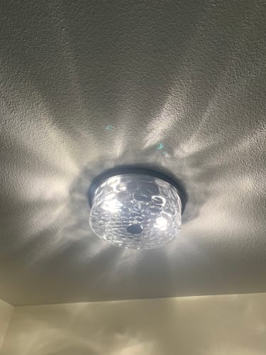 Customer photo review of Drum Hammered Glass Flush Mount