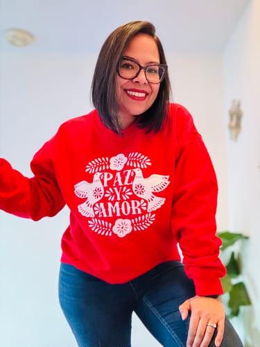 Customer photo review of Unisex Red Paz y Amor Sweatshirt