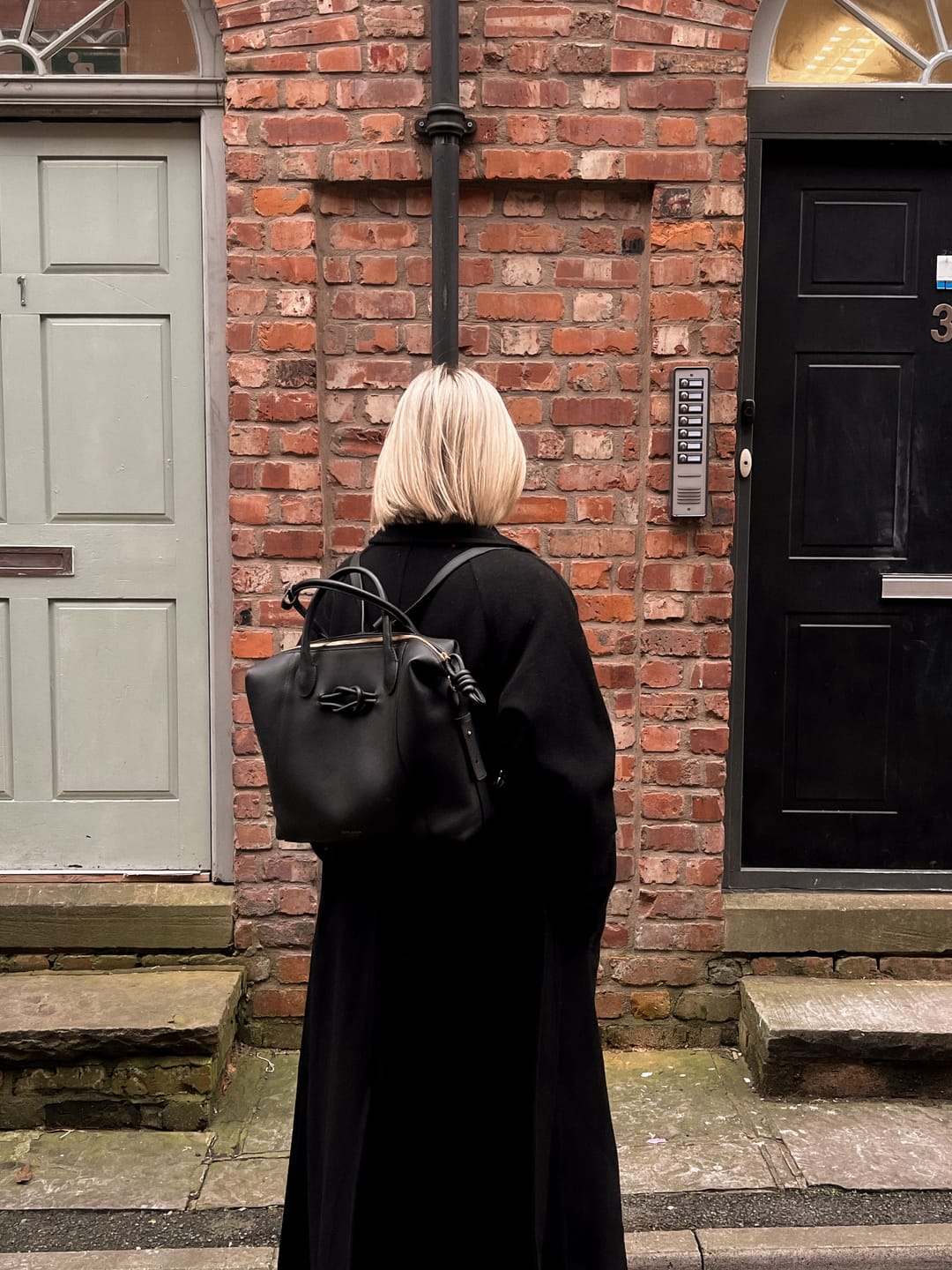 Customer photo review of 6-in-1 Wimbledon Leather Backpack Tote, Black