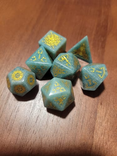 Customer photo review of Peruvian Amazonite Stone Dice Set - Dice Around the World Collection