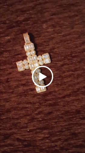 Customer video review of Emerald Cluster Double Cross Iced Out Hip Hop Pendant