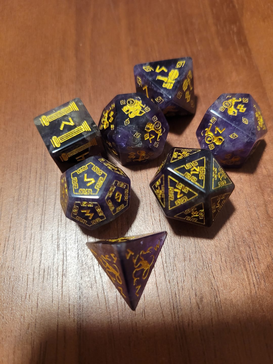Customer photo review of Greek Amethyst Stone Dice Set - Dice Around the World Collection