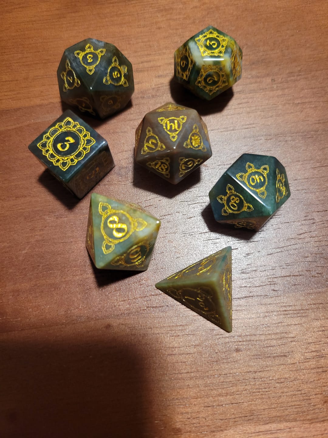 Customer photo review of Indian, Indian Agate Stone Dice Set - Dice Around the World Collection