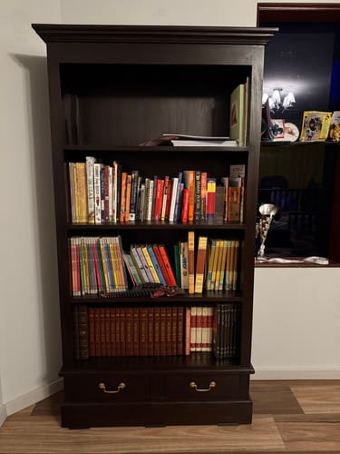 Customer photo review of Tasmania 2 Drawer Bookcase - Chocolate