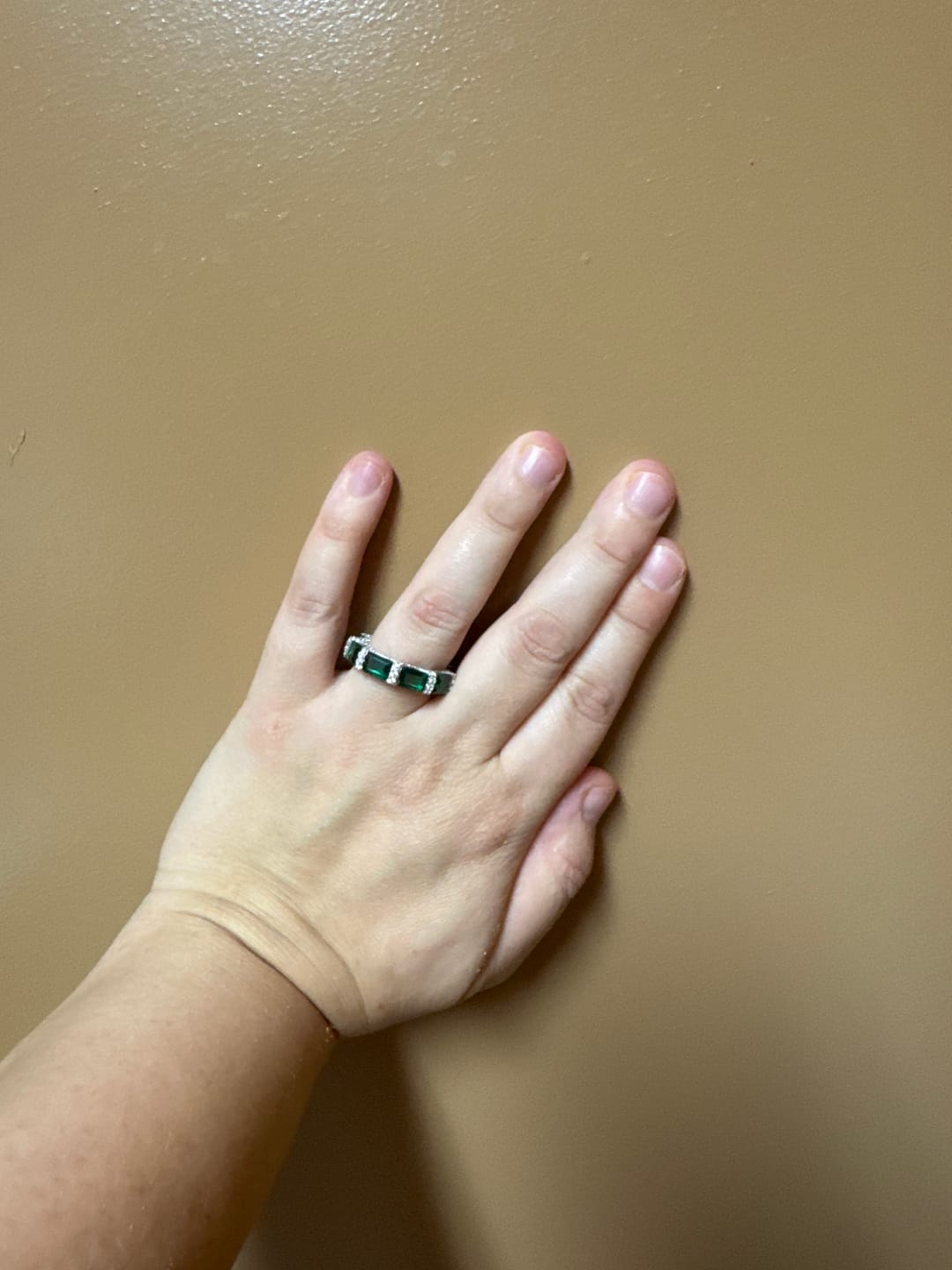 Customer photo review of Emerald Eternity Band