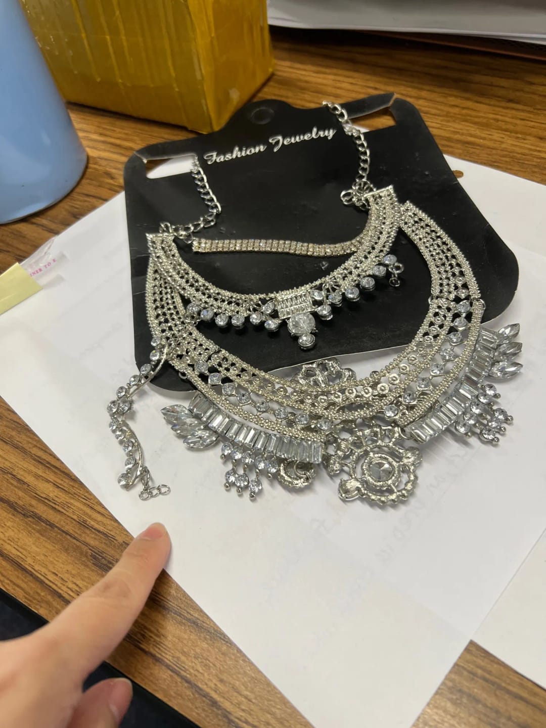 Customer photo review of Gypsy Vintage Maxi Necklace Crystal Cascade — Silver | KIMLUD