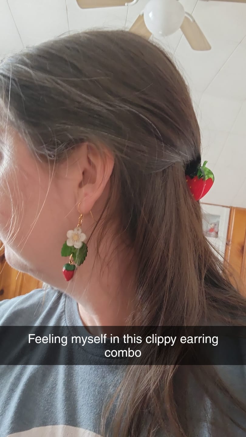 Customer photo review of Mini Red Strawberry Hair Claw Clip