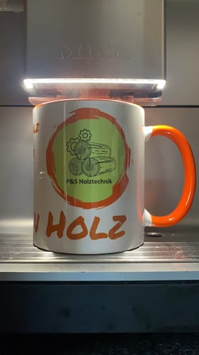 Customer photo review of TassenExpress - Becher Keramik Tasse mit Logo bedruckt 325ml Firmenlogo
