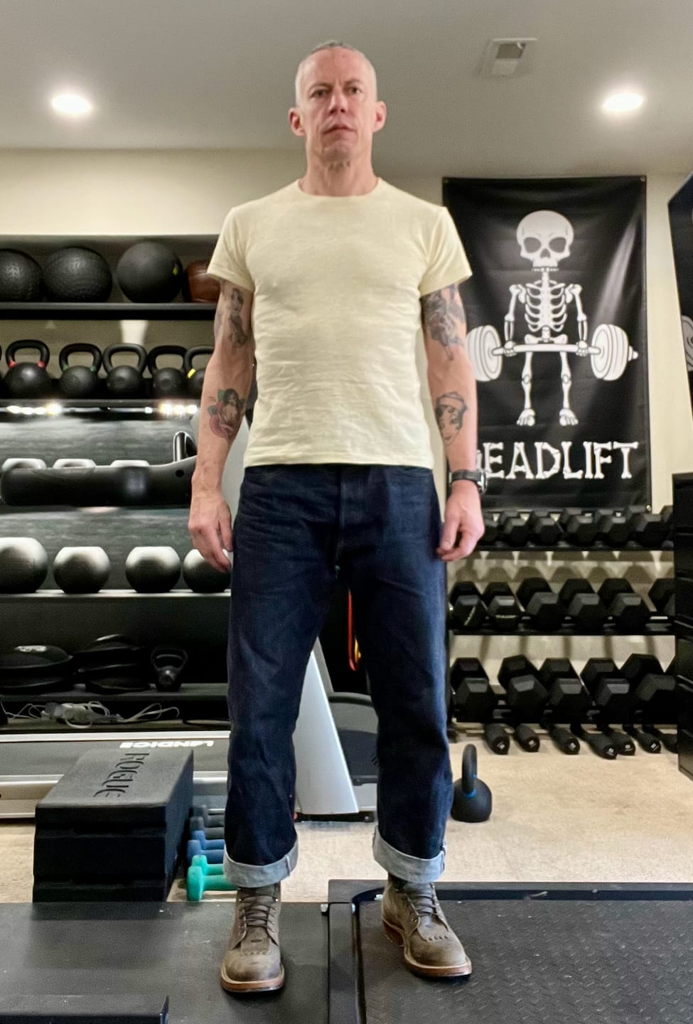 Customer photo review of 1940s USN Slub Cotton Crew T-Shirt