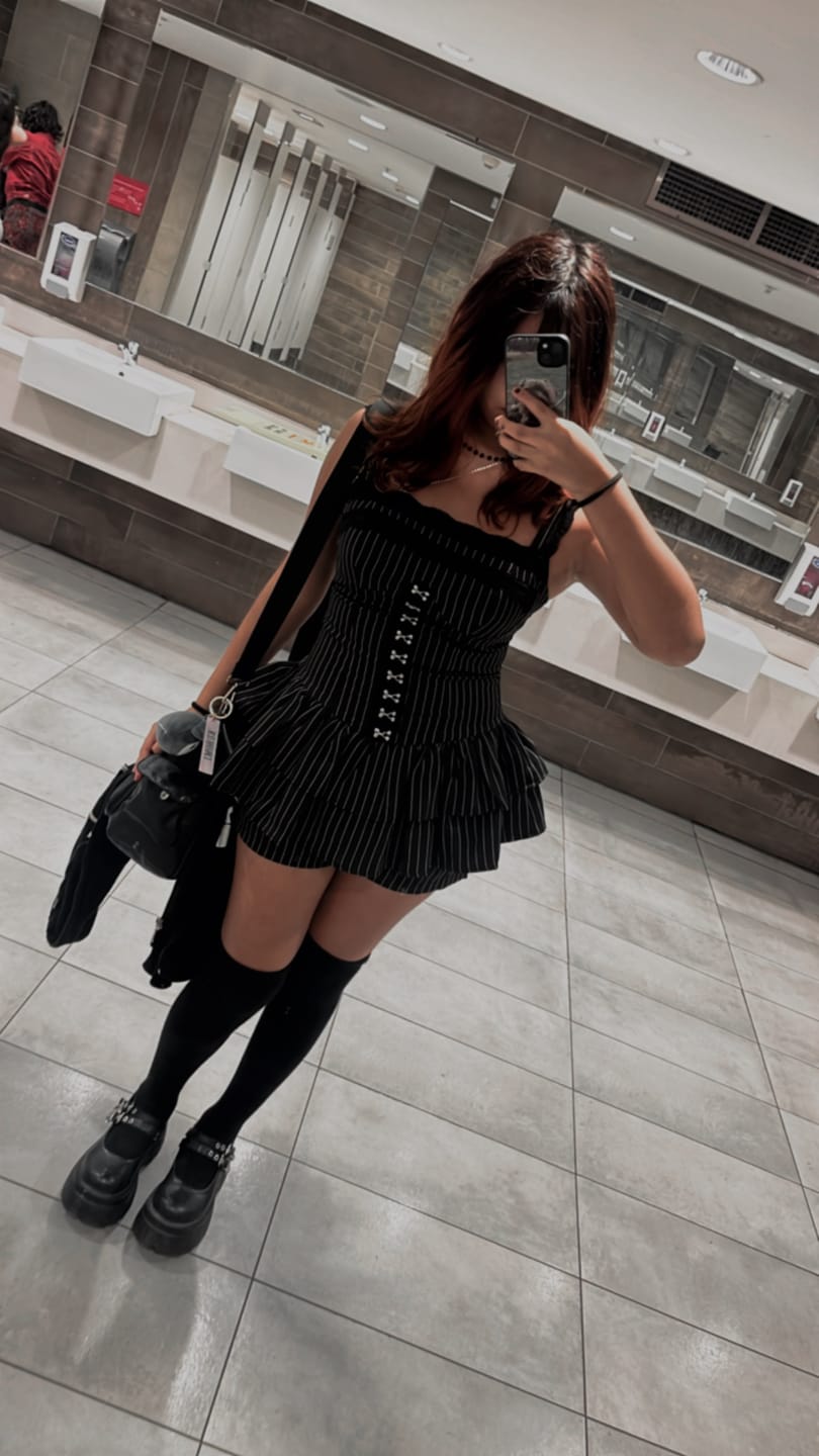 Customer photo review of Grunge Doll Stripes Flared Romper Dress 2.0