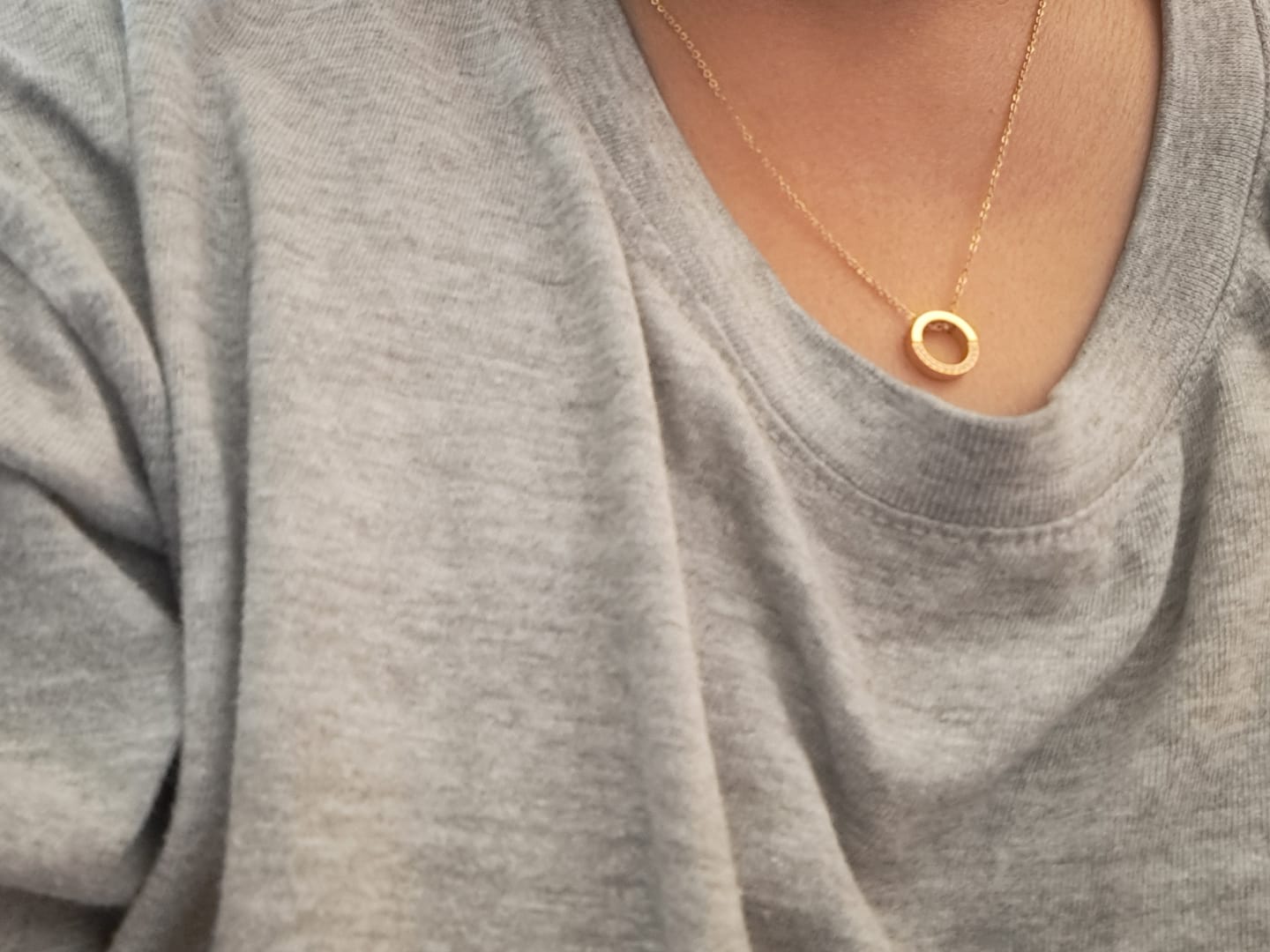 Customer photo review of Gold Halo Necklace