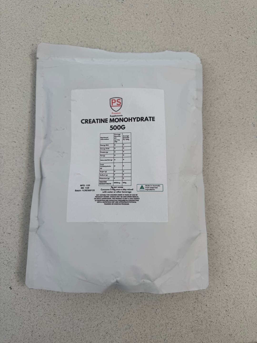 Customer photo review of Micronised Creatine Monohydrate