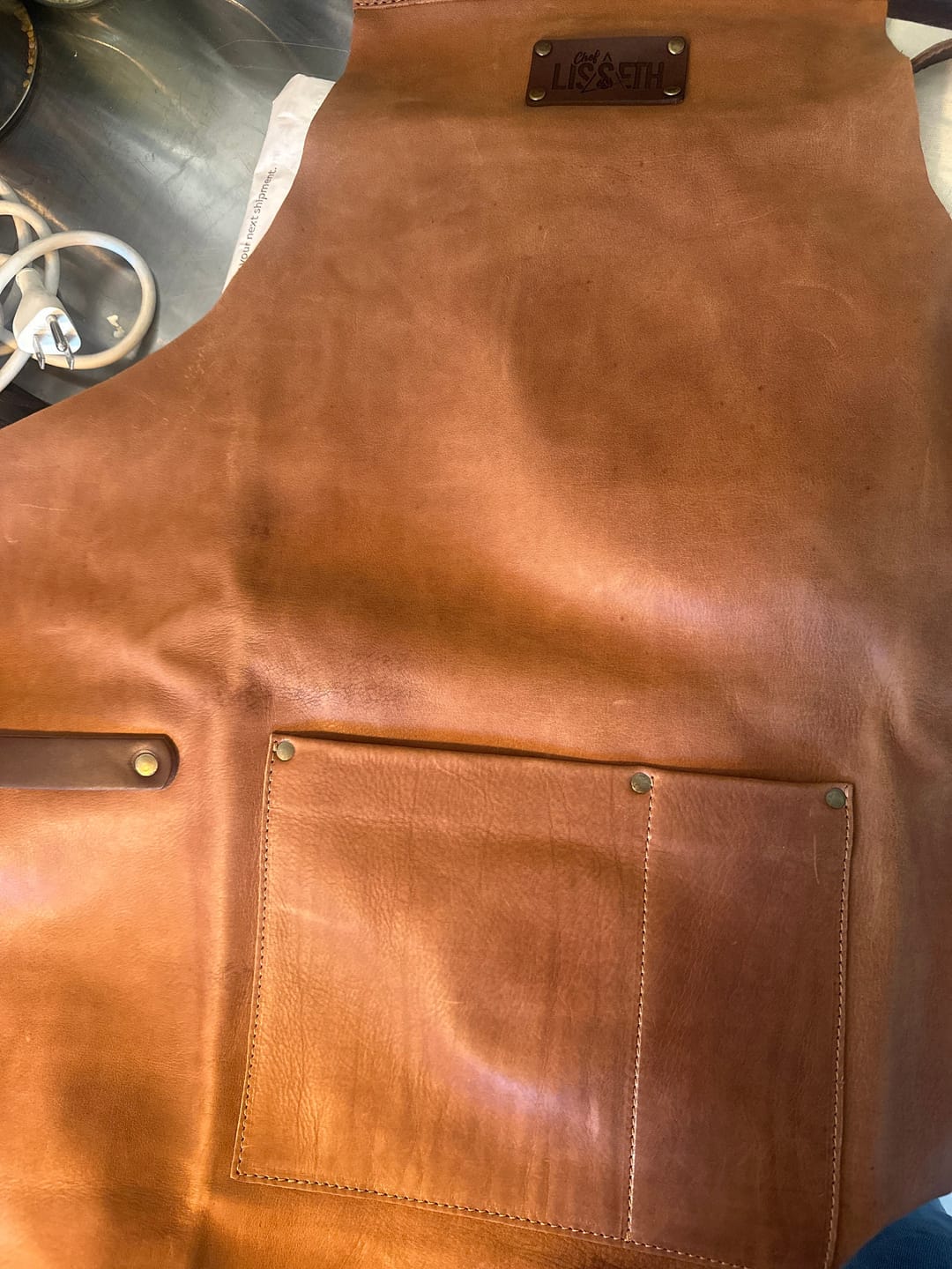 Customer photo review of Personalized Leather Apron