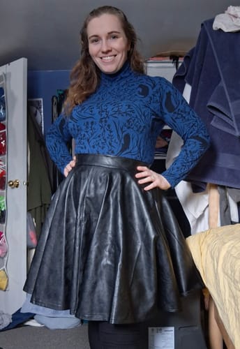 Customer photo review of Bad Girl Skater Skirt in Vegan Leather - Vixen by Micheline Pitt