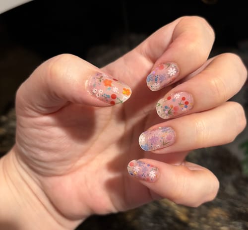 Customer photo review of Springtime Confetti DIY Semicured Gel Nail Sticker Kit (LIMITED EDITION)