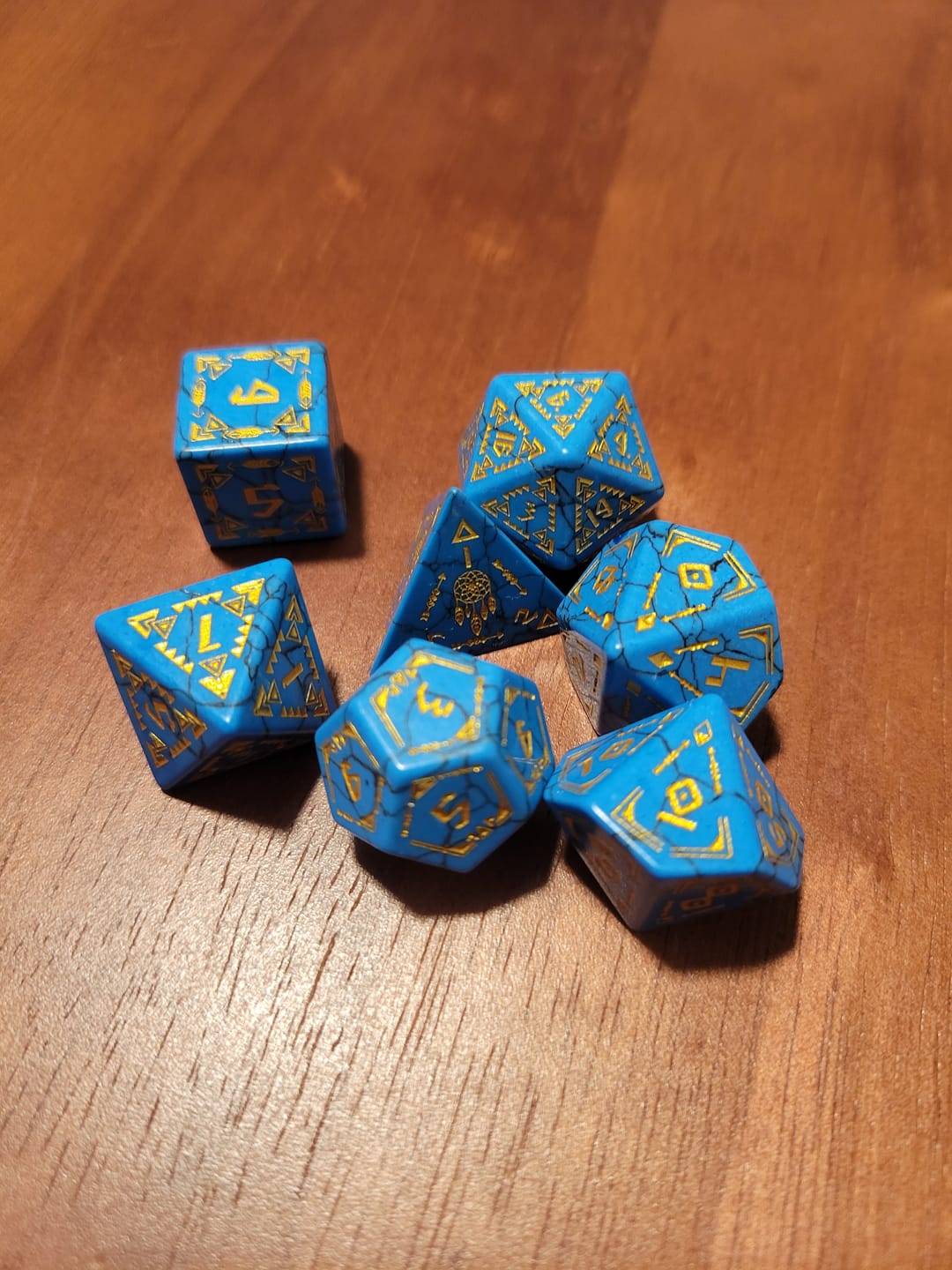 Customer photo review of Navajo Turquoise Stone Dice Set - Dice Around the World Collection