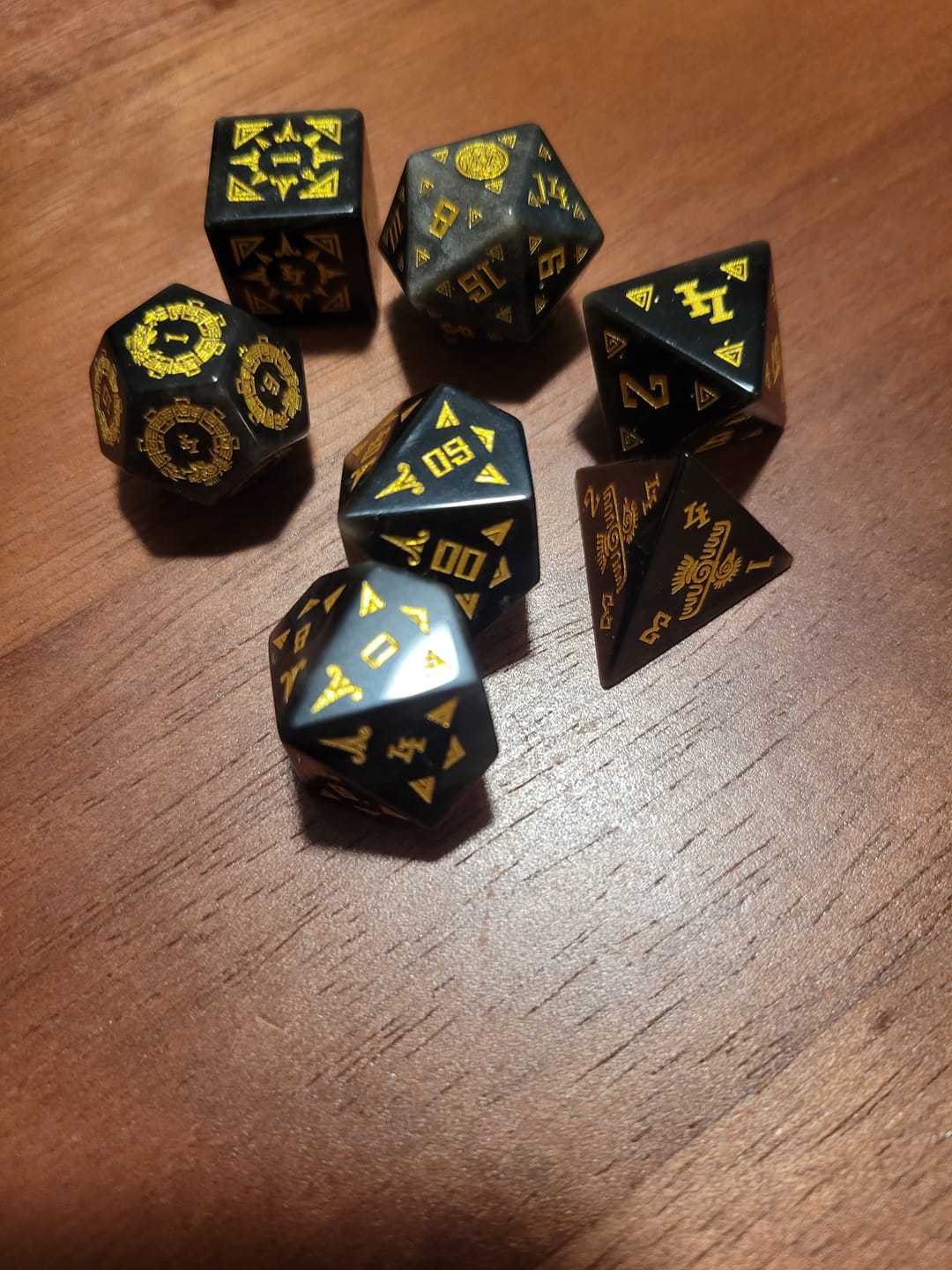 Customer photo review of Aztec Silver Sheen Obsidian Stone Dice Set - Dice Around the World Collection