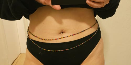 Customer photo review of Chakra Clasp Waist Beads
