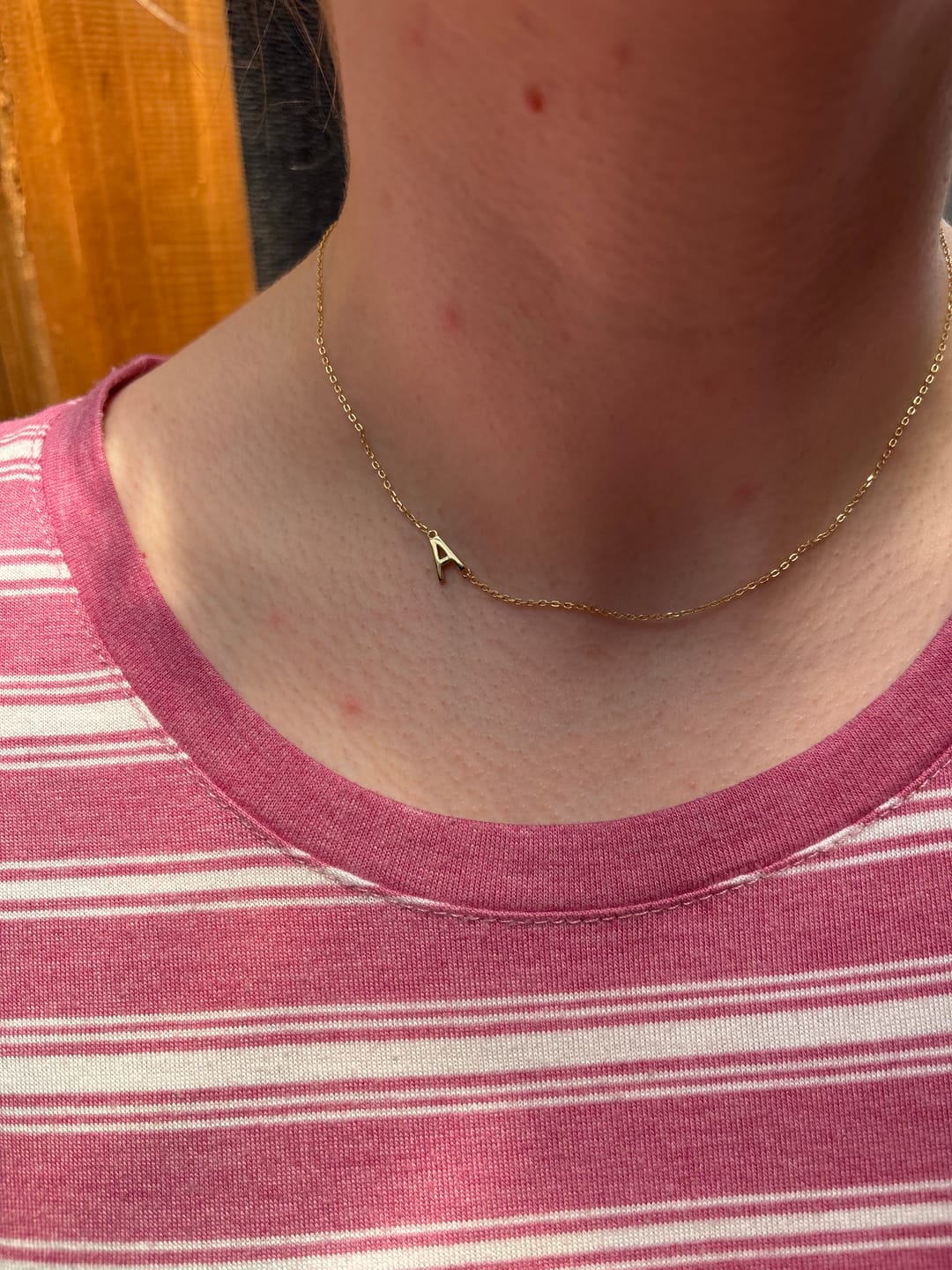 Customer photo review of Sideways Initial Letter Necklace