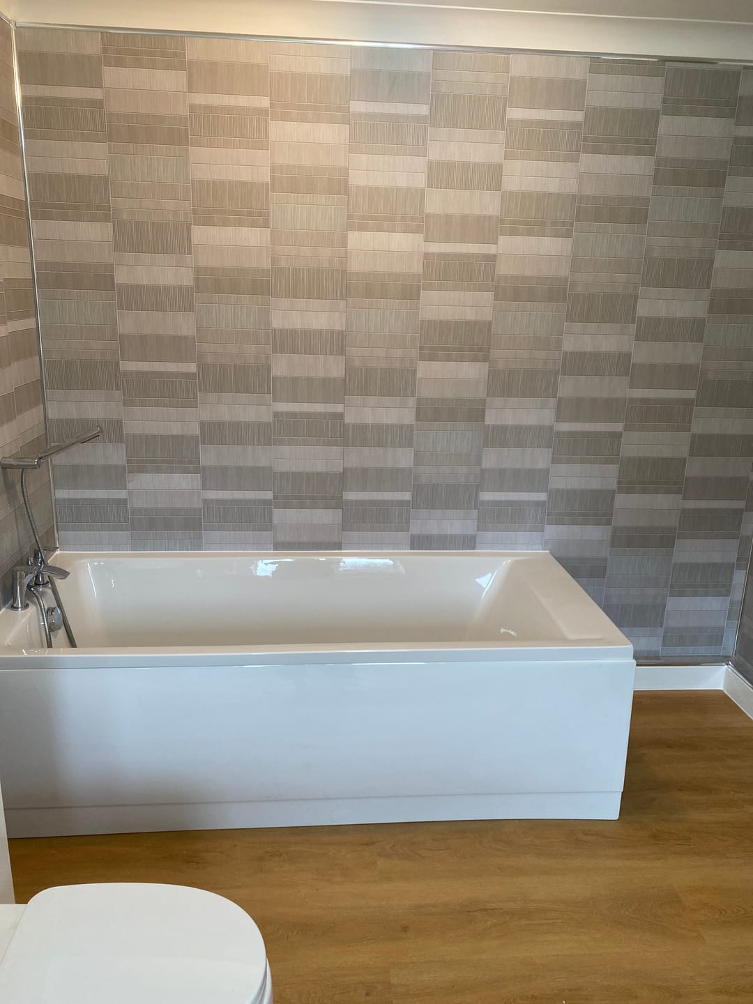 Customer photo review of 8mm Light Grey Mosaic Bathroom Wall Panel 2.6M