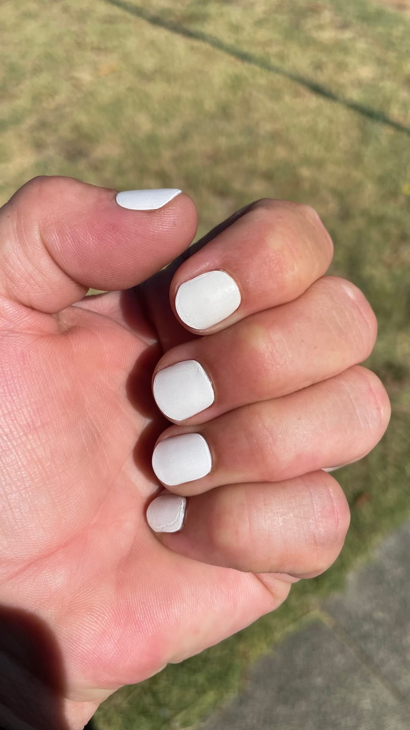 Customer photo review of Icing Sugar White DIY Semicured Gel Nail Sticker Kit
